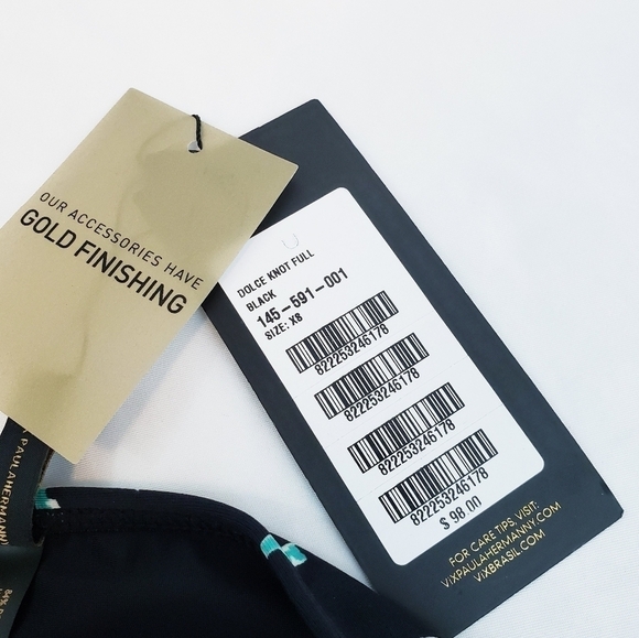 NWT Vix Paula Hermanny Dolce Knot Bikini Bottom Swimwear Black Teal - Picture 8 of 11